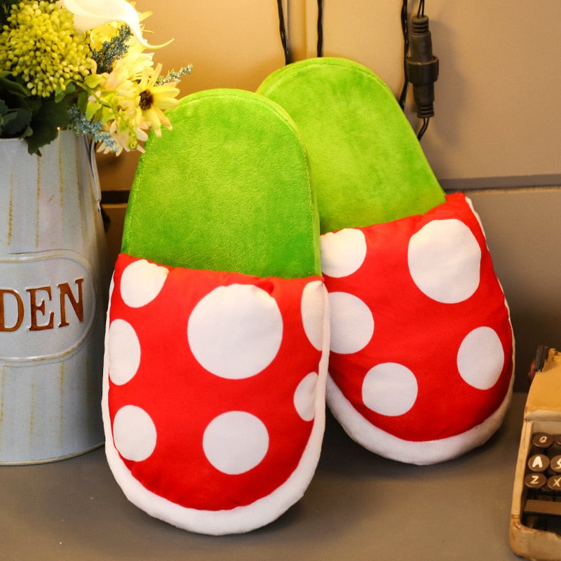 Lovely Multifunctional Piranha Plush Toys Warm Winter Home Floor Soft Plants Women's Funny Slippers