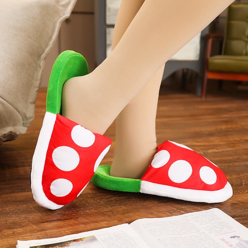Lovely Multifunctional Piranha Plush Toys Warm Winter Home Floor Soft Plants Women's Funny Slippers