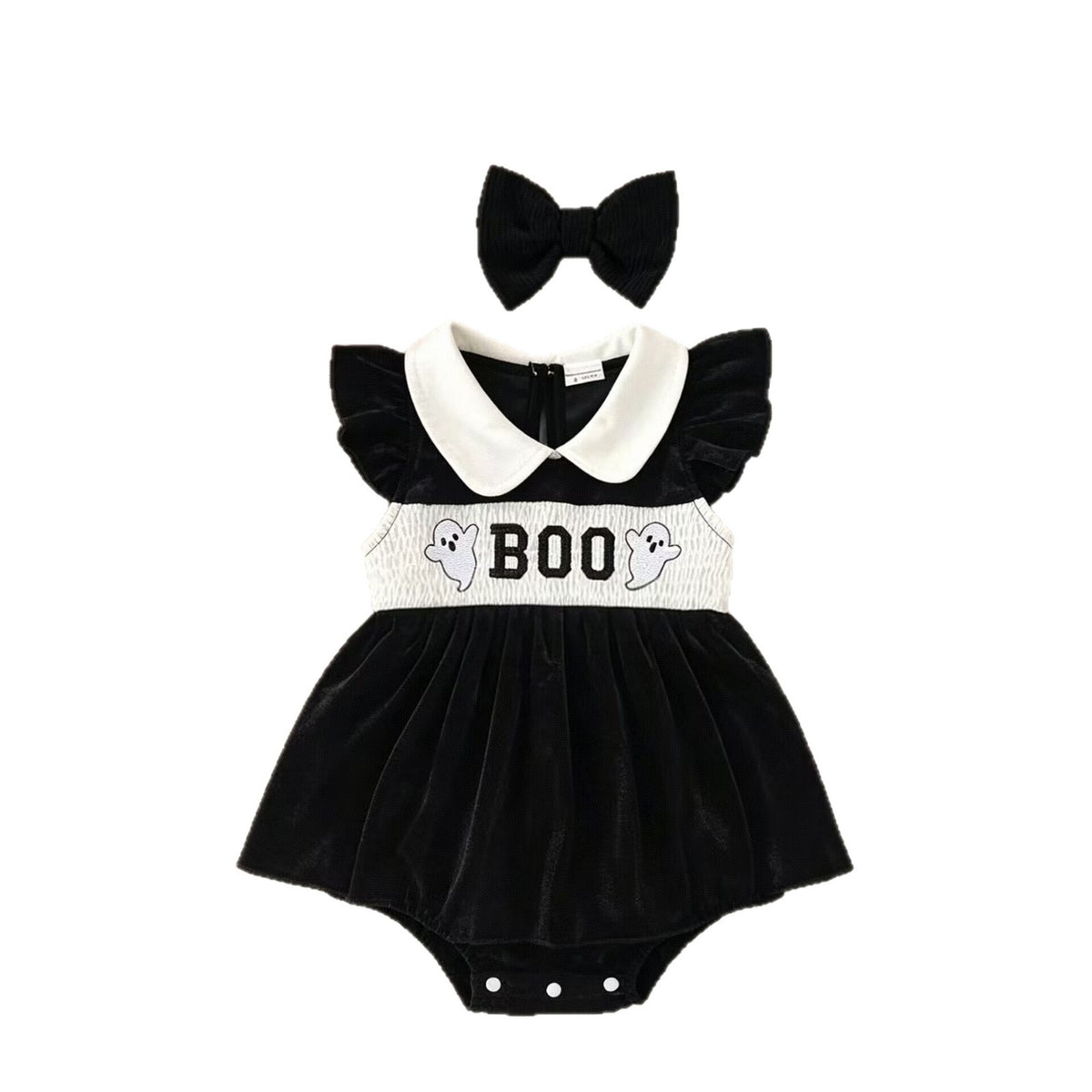 Baby Ghost Print Princess Romper Halloween Outfit for Newborns, Infant Bodysuit Crawling Clothes
