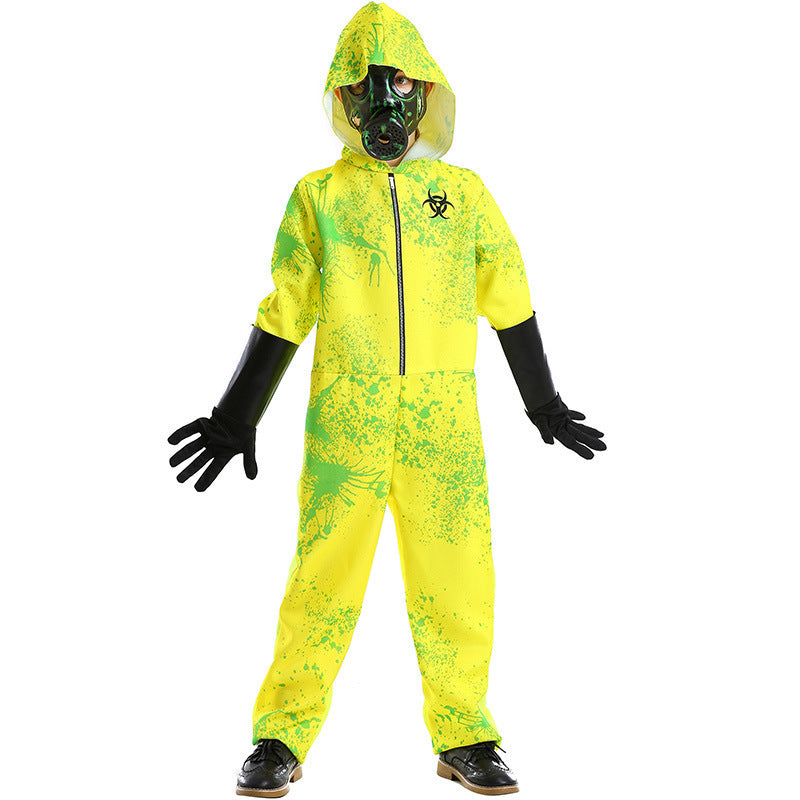 Halloween Party Jumpsuit Biohazard Protective Suit Splatter Print Unisex Costume Zombie Roleplay