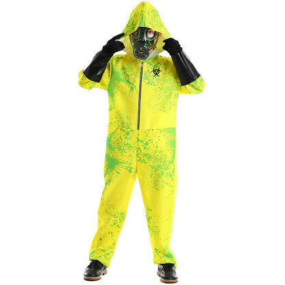 Halloween Party Jumpsuit Biohazard Protective Suit Splatter Print Unisex Costume Zombie Roleplay