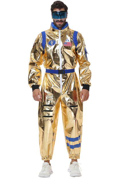 Halloween Golden Astronaut Space Suit Pilot Cosplay Costume Spacesuit Clothing