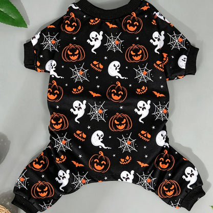 Halloween Pet Costume Pajamas Pumpkin Four-Legged Outfit Dog Clothes Halloween Clothes for Cats