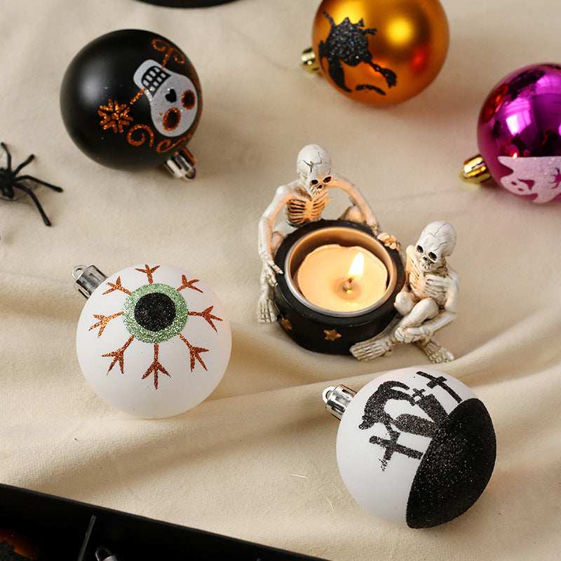 Halloween Decorations 16 Painted Ghost Skull Plastic Hanging Balls Party Decorations