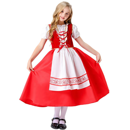 Halloween Costume Little Red Riding Hood Farm Cosplay Costume for Stage Play Based on Grimm's Fairy Tale