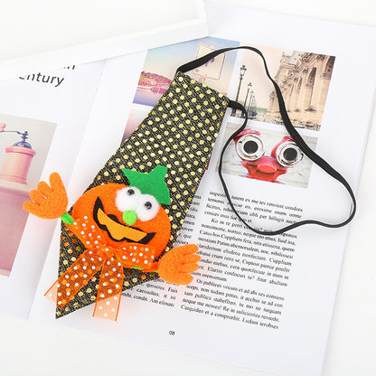 Halloween Glitter Necktie with Glow-in-the-Dark Elements, Party Accessory for Kids' Dance Performances and Costumes, Trendy Nightlight Toy