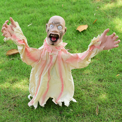 Halloween Horror Decoration Ground Stake Large Swinging Ghost Sound-Controlled Scary Prop