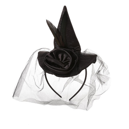 Halloween Party Accessories Witch Hat Headband Vintage Premium Headband Tulle Feather Style