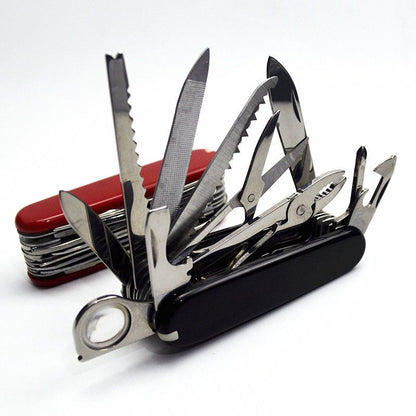 Multi Functional Outdoor Portable Self-Defense Folding Long Combination Tool Pliers Retro Wooden Handle Portable Multi-Purpose Camping Tool