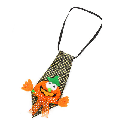 Halloween Glitter Necktie with Glow-in-the-Dark Elements, Party Accessory for Kids' Dance Performances and Costumes, Trendy Nightlight Toy