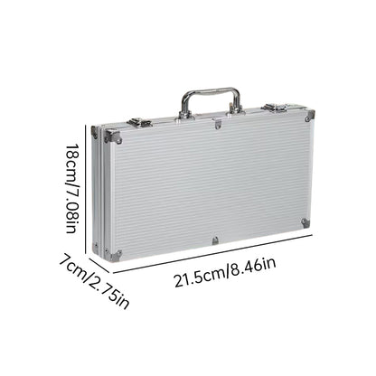 500 PCS Poker Chip Set in Locking Aluminum Briefcase - Texas Hold'em Gambling Kit with Dice, Dealer Button & Cards