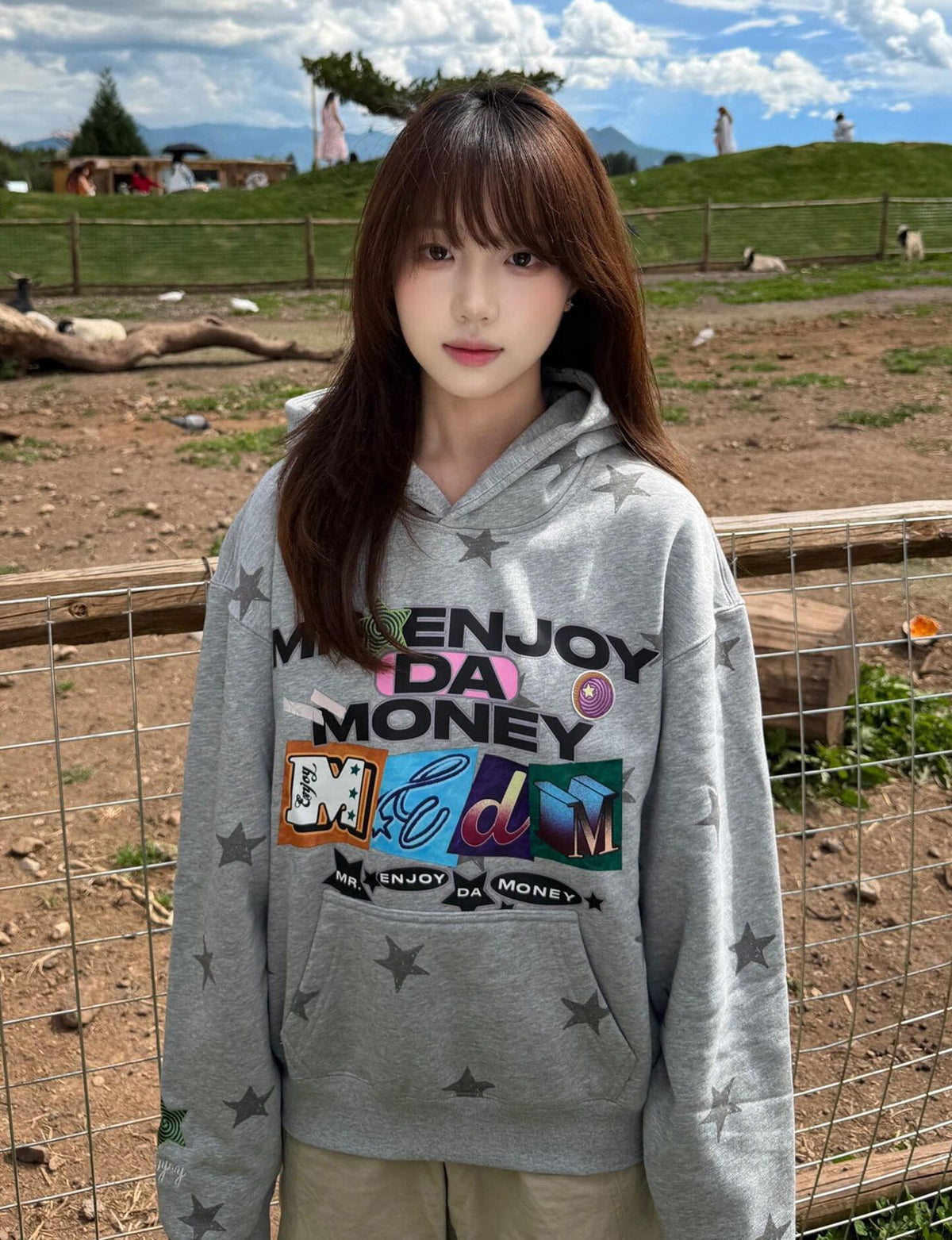 Star Embroidery Hoodie for Women