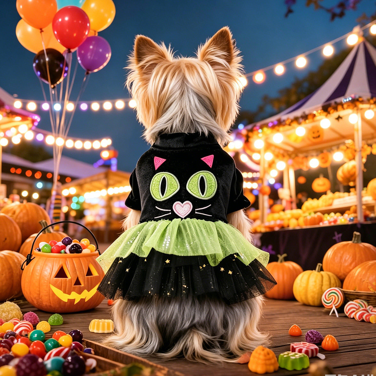 Pet Clothing for Small Dogs and Cats, Autumn/Winter Outfits, Cute Cat Halloween Tulle Dress for Teddy, Bichon