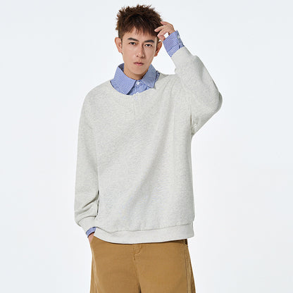 Mock Two-Piece Polo Shirt for Men, Autumn Fashion Brand College Style Turn-Down Collar Sweatshirt Inner Layer Top Underwear