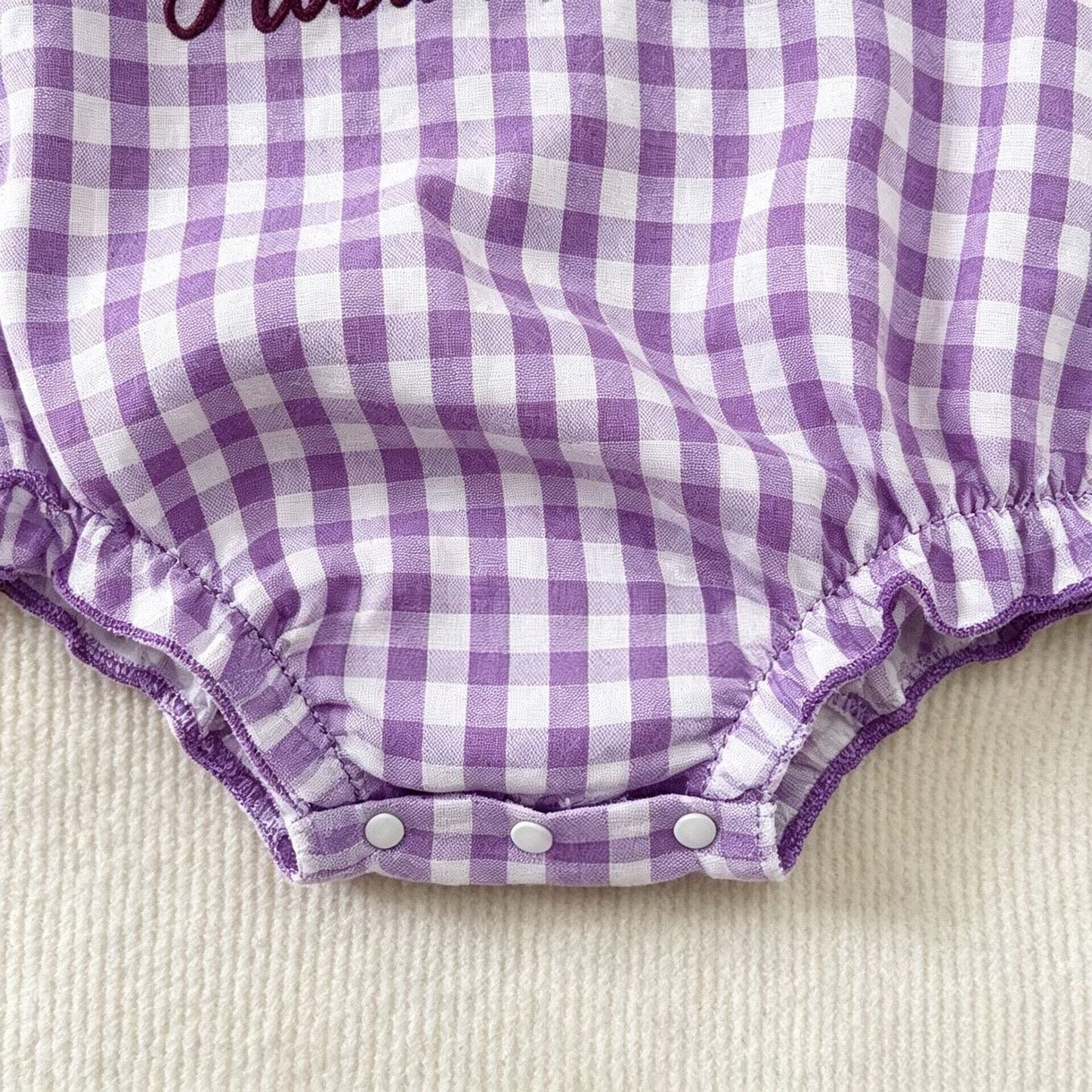Infant Romper Purple Plaid Peter Pan Collar Ghost Embroidery Baby Halloween Triangular Crawler Onesie