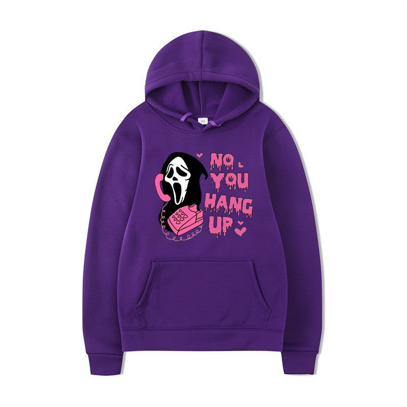 Halloween Hoodie Colorful Print Long Sleeve Loose Casual Top