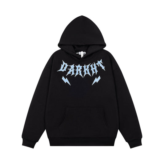 Lightning Letter Print Hoodie for Women, Vintage Street Style, Loose Drop Shoulder Top