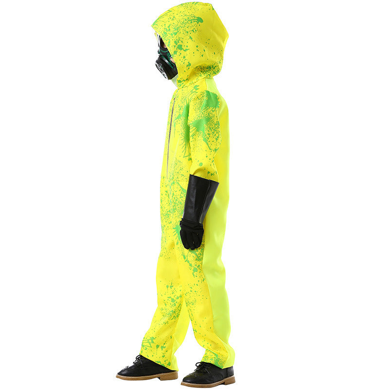 Halloween Party Jumpsuit Biohazard Protective Suit Splatter Print Unisex Costume Zombie Roleplay