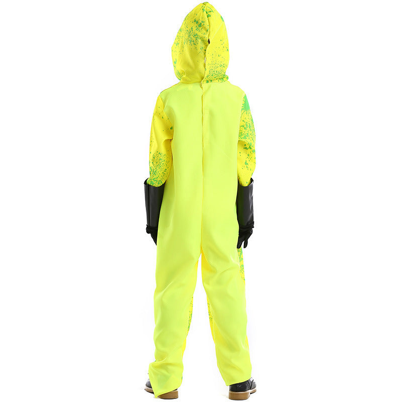 Halloween Party Jumpsuit Biohazard Protective Suit Splatter Print Unisex Costume Zombie Roleplay
