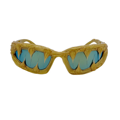 Asymmetrical Edgy Handmade Resin Sunglasses Unique Mutant Personality Venom Halloween Fashion Statement Sun Glasses