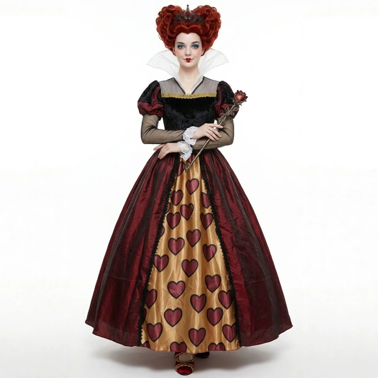 Alice in Wonderland Red Queen Cosplay Costume, Halloween Stage Performance Dress