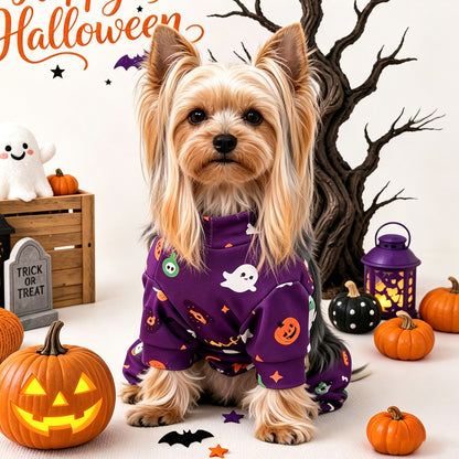 Pet Clothes for Dogs and Cats, Halloween Cartoon Onesie Pajamas, Belly Cover Sleepwear