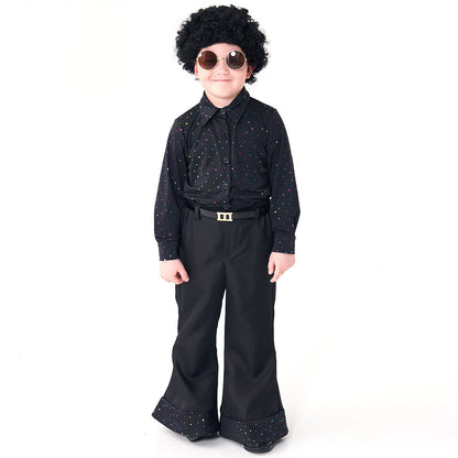 Halloween Boys 70s Disco Sequin Singer Model Fashion Show Retro Hippie Performance Costume