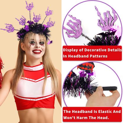 New Halloween Headband with Pumpkin, Spider, and Pom-Pom Design, Radiating Colorful Strips, Fun Party Accessory for Halloween Celebration