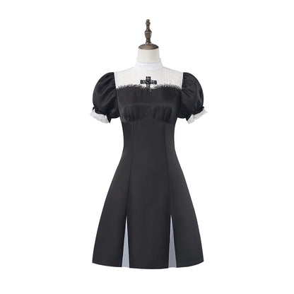 Halloween Cosplay Classic Cross Nun Fitted Dress Cosplay Nun