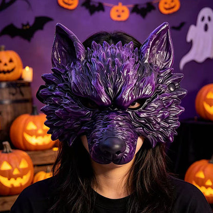 Halloween Wolf Head Mask Gold Silver Werewolf Cosplay Costume Party Prop Atmosphere Cloth