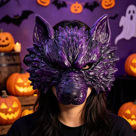 Halloween Wolf Head Mask Gold Silver Werewolf Cosplay Costume Party Prop Atmosphere Cloth