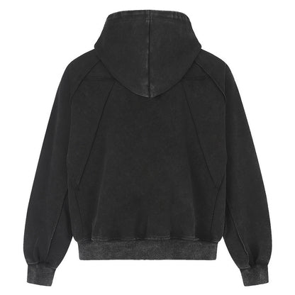 Loose black hoodie with multiple zippers jacket
