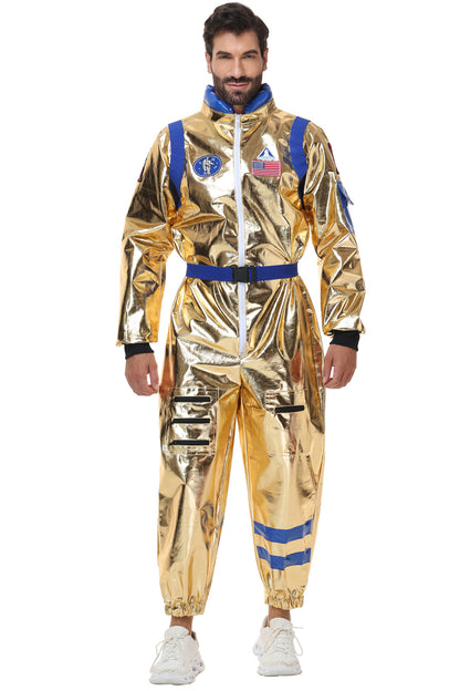 Halloween Golden Astronaut Space Suit Pilot Cosplay Costume Spacesuit Clothing