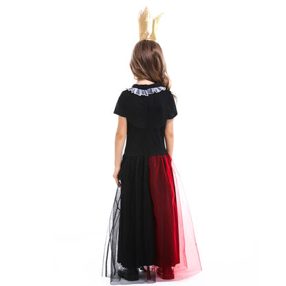 Halloween Costume Girls Fairy Tale Alice in Wonderland Role Play Queen of Hearts Performance Dress