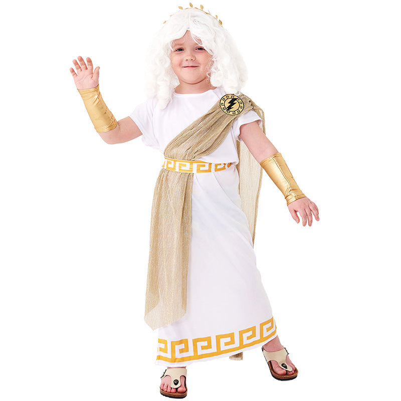 Boy's Greek Zeus Costume Halloween Party Role Play Costume