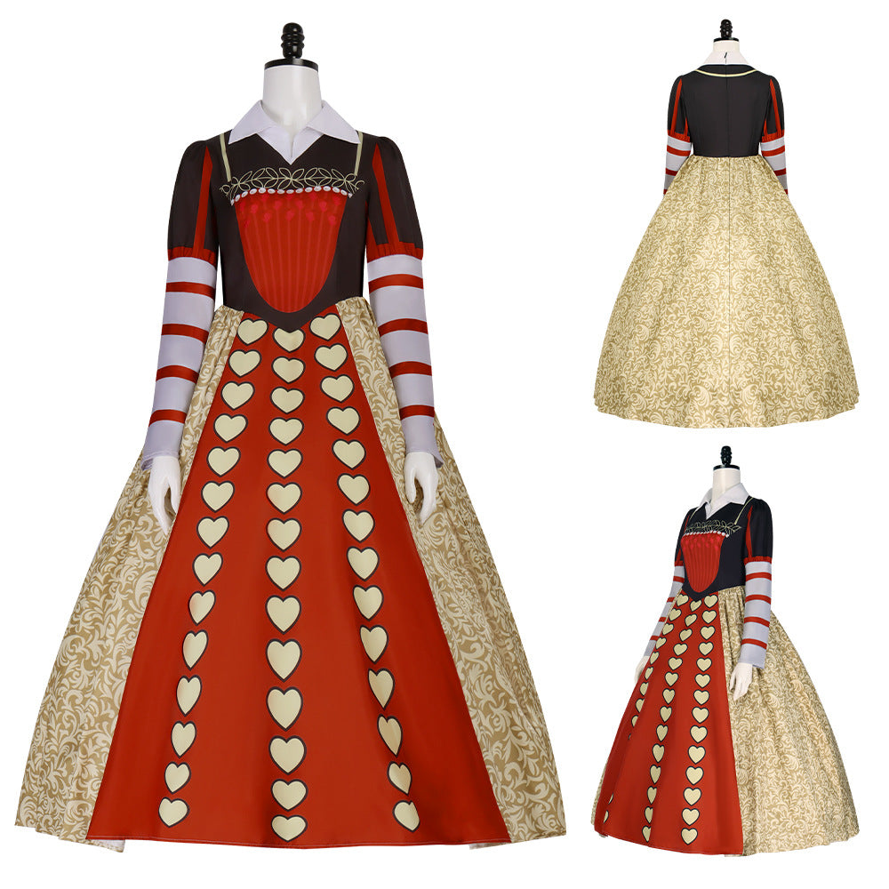 Alice in Wonderland Queen of Hearts Cosplay Costume Royal Style Long Dress Halloween Performance Clothing