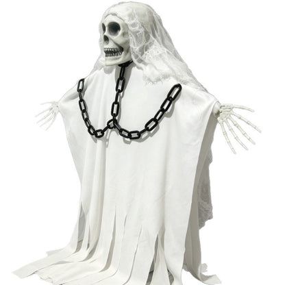 Halloween Decoration Hanging Ghost White Ghost Foldable Chain Skeleton Ornament Haunted House Door Decor Horror Hanging Prop