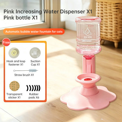 Gravity Cat Water Dispenser, No Electricity, Filter-Free, Adjustable Height Pet Fountain for Cats & Small Dogs