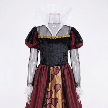 Alice in Wonderland Red Queen Cosplay Costume, Halloween Stage Performance Dress