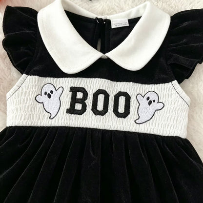 Baby Ghost Print Princess Romper Halloween Outfit for Newborns, Infant Bodysuit Crawling Clothes