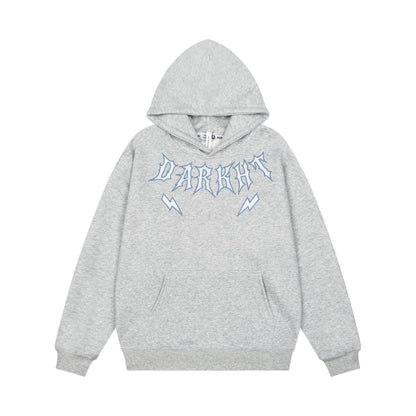 Lightning Letter Print Hoodie for Women, Vintage Street Style, Loose Drop Shoulder Top