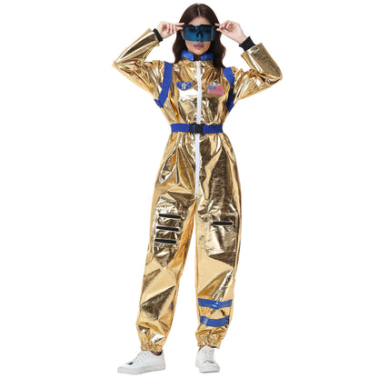 Halloween Golden Astronaut Space Suit Pilot Cosplay Costume Spacesuit Clothing