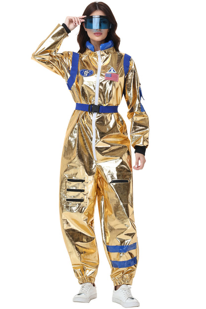 Halloween Golden Astronaut Space Suit Pilot Cosplay Costume Spacesuit Clothing