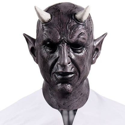 Demon Horn Mask Cosplay Horror Devil Killer Latex Full Head Mask Halloween Scary Face Costume Prop