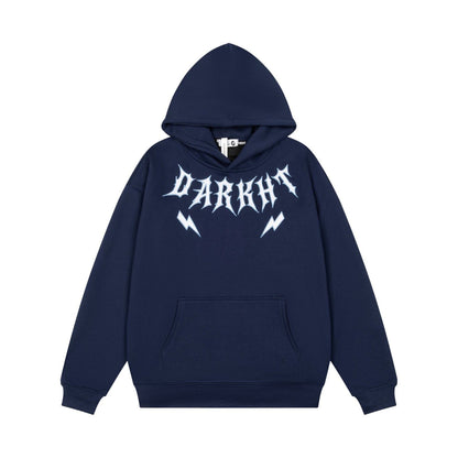 Lightning Letter Print Hoodie for Women, Vintage Street Style, Loose Drop Shoulder Top