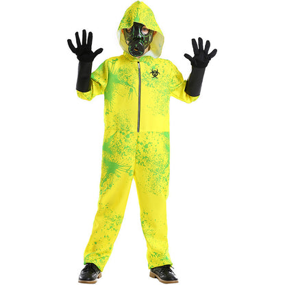 Halloween Party Jumpsuit Biohazard Protective Suit Splatter Print Unisex Costume Zombie Roleplay