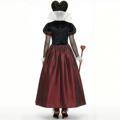 Alice in Wonderland Red Queen Cosplay Costume, Halloween Stage Performance Dress