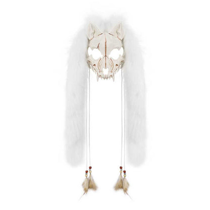 Halloween Carnival Fashion Animal Mask Viking Fox Mask with Faux Fur Headwear COS Werewolf