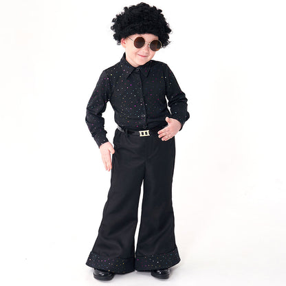 Halloween Boys 70s Disco Sequin Singer Model Fashion Show Retro Hippie Performance Costume