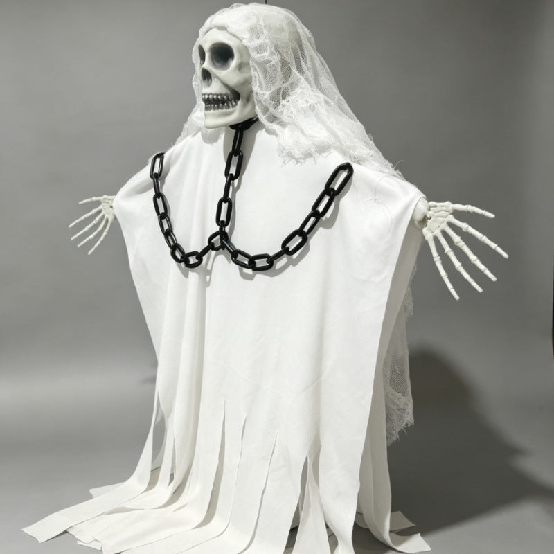 Halloween Decoration Hanging Ghost White Ghost Foldable Chain Skeleton Ornament Haunted House Door Decor Horror Hanging Prop
